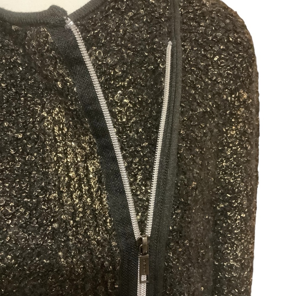 OLSEN EUROPE BLACK & METALLIC GOLD ZIP UP LONG SLEEVE SWEATER/ JACKET/ Size L - Picture 6 of 13